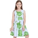 Cute Green Frogs Seamless Pattern Kids  Skater Dress View1