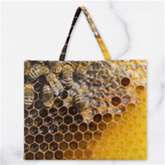 Honeycomb With Bees Zipper Large Tote Bag by Bedest