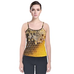 Honeycomb With Bees Velvet Spaghetti Strap Top by Bedest