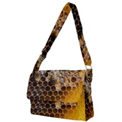 Honeycomb With Bees Full Print Messenger Bag (l) by Bedest