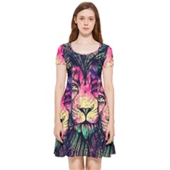 Psychedelic Lion Inside Out Cap Sleeve Dress by Cendanart