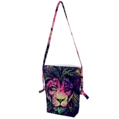 Psychedelic Lion Folding Shoulder Bag by Cendanart