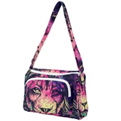 Psychedelic Lion Front Pocket Crossbody Bag by Cendanart