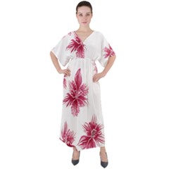 Hawaiian Flowers V-neck Boho Style Maxi Dress by essentialimage