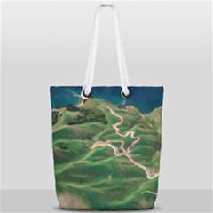 Coast Aerial View Beautiful Landscape Nature Ocean Road Graphy Aerial Coast Drone Full Print Rope Handle Tote (small) by Bedest