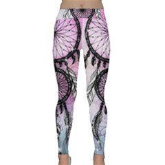 Dream Catcher Art Feathers Pink Classic Yoga Leggings by Bedest