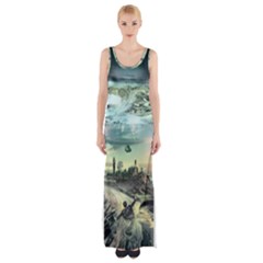 Psychedelic Art Thigh Split Maxi Dress by Bedest