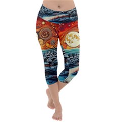 Winter Wonderland Landscape Nature Lightweight Velour Capri Yoga Leggings by Bedest