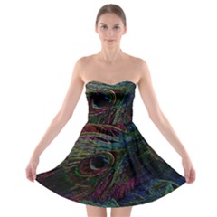 Peacock Feather Paradise Strapless Bra Top Dress by Cendanart