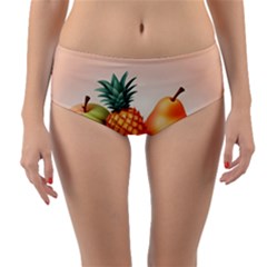 Fruit Pattern Apple Abstract Food Reversible Mid-waist Bikini Bottoms by Proyonanggan