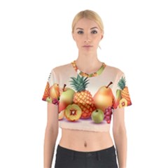 Fruit Pattern Apple Abstract Food Cotton Crop Top by Proyonanggan