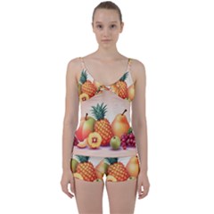 Fruit Pattern Apple Abstract Food Tie Front Two Piece Tankini by Proyonanggan