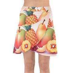 Fruit Pattern Apple Abstract Food Wrap Front Skirt by Proyonanggan