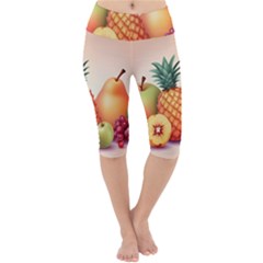 Fruit Pattern Apple Abstract Food Lightweight Velour Cropped Yoga Leggings by Proyonanggan