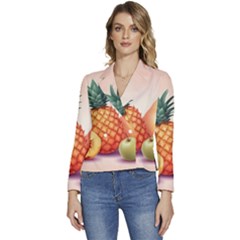 Fruit Pattern Apple Abstract Food Women s Long Sleeve Revers Collar Cropped Jacket by Proyonanggan