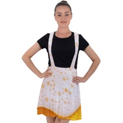 Beer Foam Texture Macro Liquid Bubble Velvet Suspender Skater Skirt by Cemarart