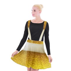 Light Beer Texture Foam Drink In A Glass Suspender Skater Skirt by Cemarart