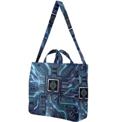 Circuit Board Motherboard Square Shoulder Tote Bag by Cemarart