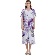 Flower-floral-design-paper-pattern-purple-watercolor-flowers-vector-material-90d2d381fc90ea7e9bf8355 Women s Cotton Short Sleeve Night Gown by saad11