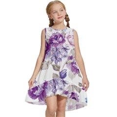 Flower-floral-design-paper-pattern-purple-watercolor-flowers-vector-material-90d2d381fc90ea7e9bf8355 Kids  Frill Swing Dress by saad11