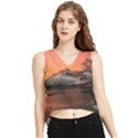 Surreal Mountain Landscape Lake V-Neck Cropped Tank Top View1