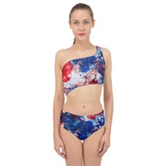 Red White And Blue Alcohol Ink American Patriotic  Flag Colors Alcohol Ink Spliced Up Two Piece Swimsuit by PodArtist