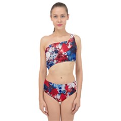 Red White And Blue Alcohol Ink France Patriotic Flag Colors Alcohol Ink  Spliced Up Two Piece Swimsuit by PodArtist