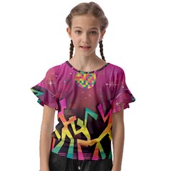 Dancing Colorful Disco Kids  Cut Out Flutter Sleeves by Bajindul