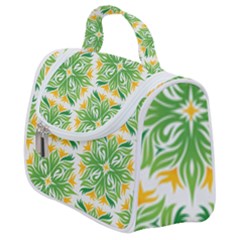 Green Pattern Retro Wallpaper Satchel Handbag by Bajindul