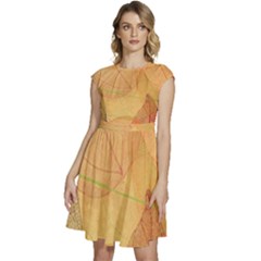 Leaves Patterns Colorful Leaf Pattern Cap Sleeve High Waist Dress by Cemarart