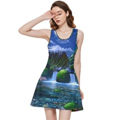 Flamingo Paradise Scenic Bird Fantasy Moon Paradise Waterfall Magical Nature Inside Out Racerback Dress by Ndabl3x