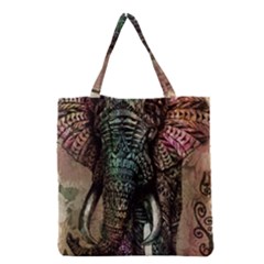 Tribal Elephant Grocery Tote Bag by Ndabl3x