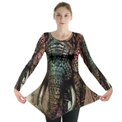 Tribal Elephant Long Sleeve Tunic  by Ndabl3x