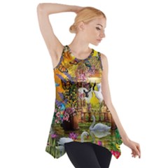 Garden Of Paradise Butterfly Swan Bird Painting Gazebo, Peacock Flower Side Drop Tank Tunic by Ndabl3x