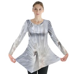 White Peacock Bird Long Sleeve Tunic  by Ndabl3x