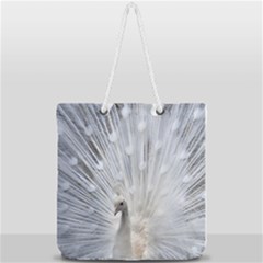 White Peacock Bird Full Print Rope Handle Tote (large) by Ndabl3x