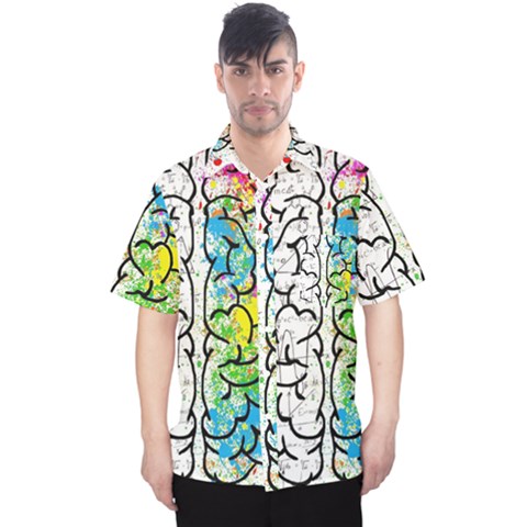 Brain Mind Psychology Idea Drawing Short Overalls Men s Hawaii Shirt by Azkajaya