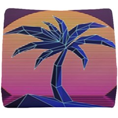 Abstract 3d Art Holiday Island Palm Tree Pink Purple Summer Sunset Water Seat Cushion by Cemarart