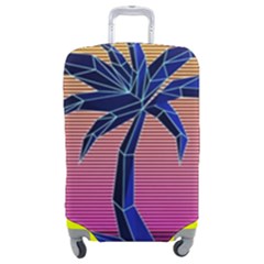 Abstract 3d Art Holiday Island Palm Tree Pink Purple Summer Sunset Water Luggage Cover (medium) by Cemarart