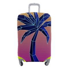 Abstract 3d Art Holiday Island Palm Tree Pink Purple Summer Sunset Water Luggage Cover (small) by Cemarart