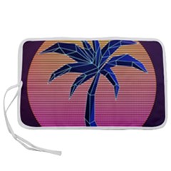 Abstract 3d Art Holiday Island Palm Tree Pink Purple Summer Sunset Water Pen Storage Case (s) by Cemarart