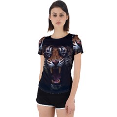 Tiger Angry Nima Face Wild Back Cut Out Sport T-shirt by Cemarart