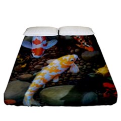 Koi Fish Clown Pool Stone Fitted Sheet (california King Size) by Cemarart