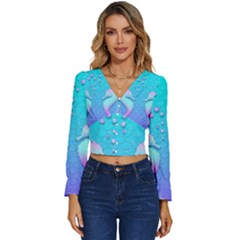 Seahorse Long Sleeve V-neck Top by Cemarart