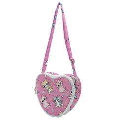 Cute Animal Little Cat Seamless Pattern Heart Shoulder Bag by Grandong