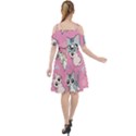 Cute Animal Little Cat Seamless Pattern Cut Out Shoulders Chiffon Dress View2