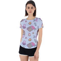 Pusheen Cat Cute Back Cut Out Sport T-shirt by Grandong