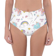 Unicorn Diamond Rainbow Shooting Star Reversible High-waist Bikini Bottoms by Grandong