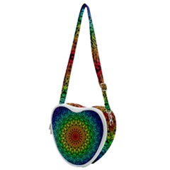 Rainbow Mandala Abstract Pastel Pattern Heart Shoulder Bag by Grandong