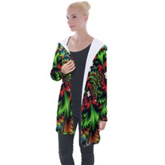 Kaleidoscopic Tropic Longline Hooded Cardigan by Grandong